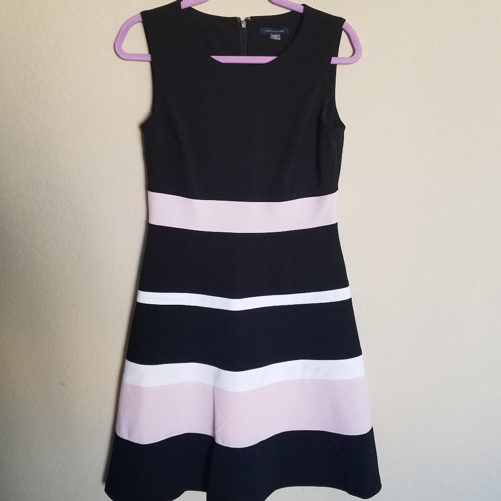 Tommy Hilfiger White and Pink Striped Dress